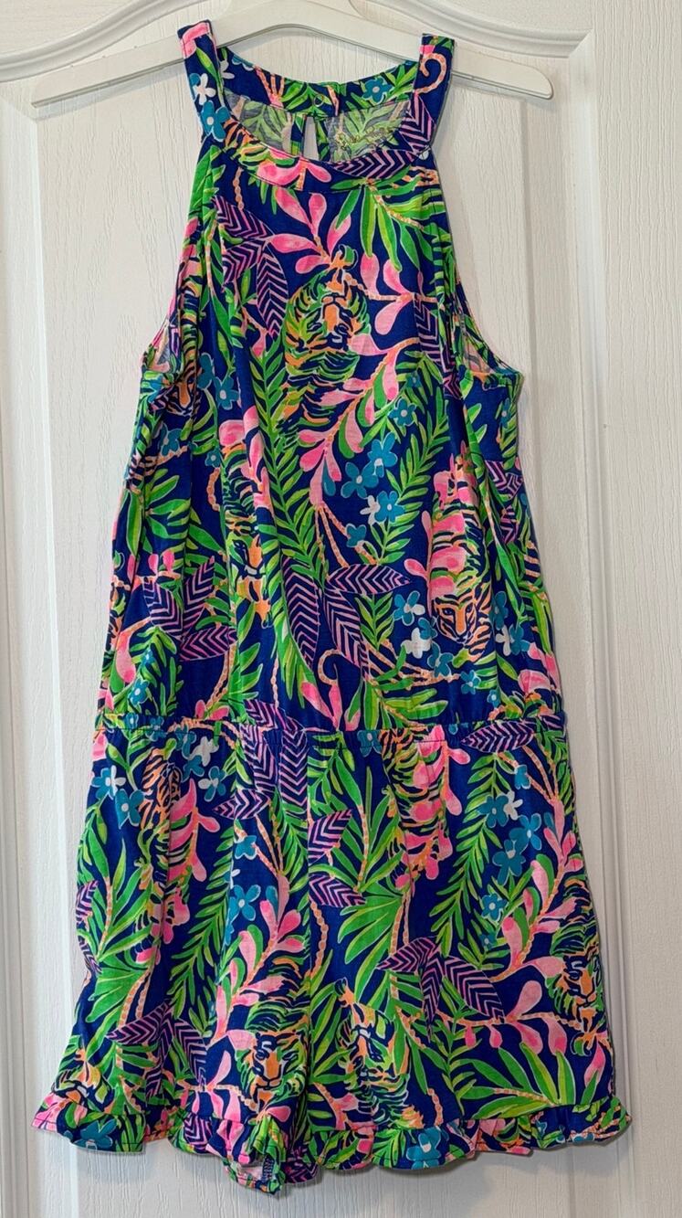 Lilly Pulitzer Girls Margot Romper How You Like Me Prowl Blue NWOT Size 8-10